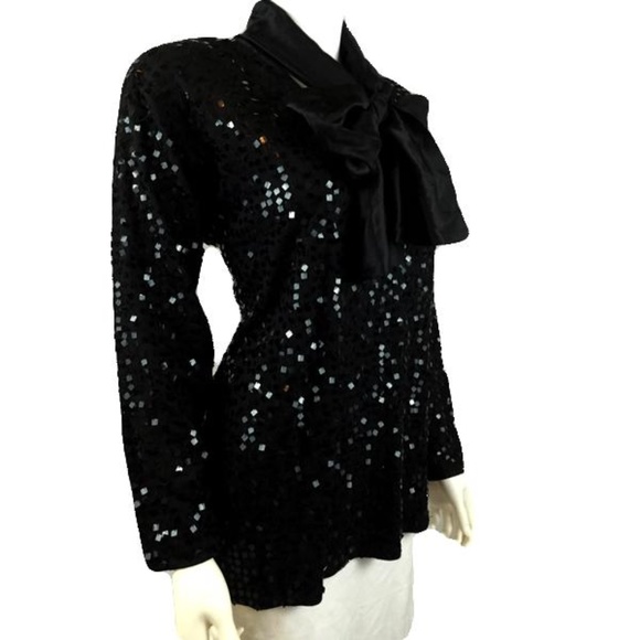Lisa Ashley Top Black Sequin  Sz S SKU 000011 - Picture 2 of 4